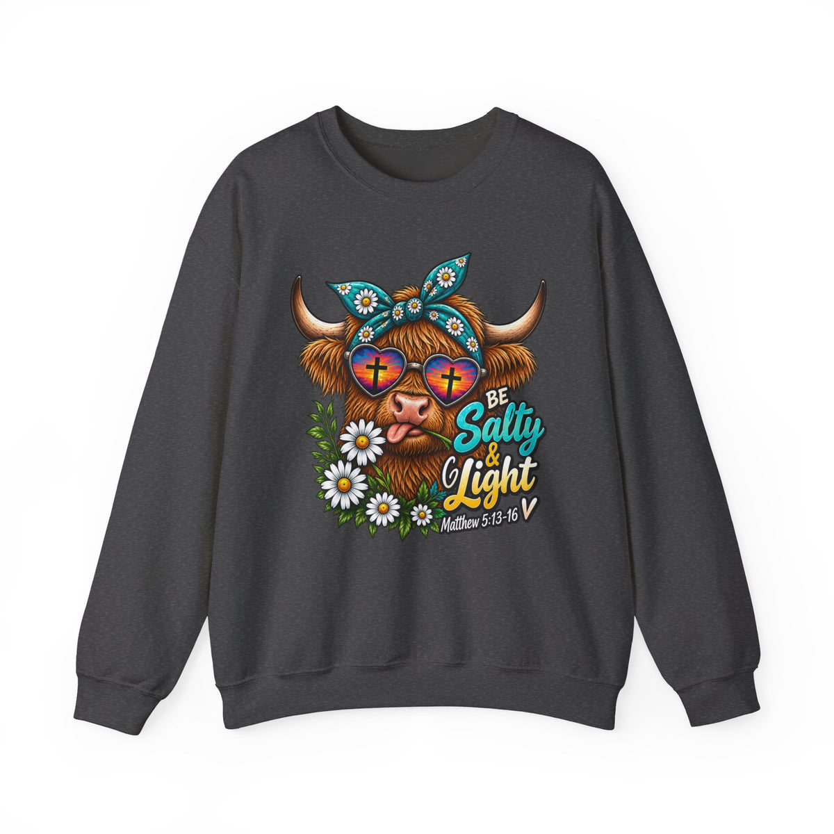 "Be Salty & Light" Floral Highland Cow Design