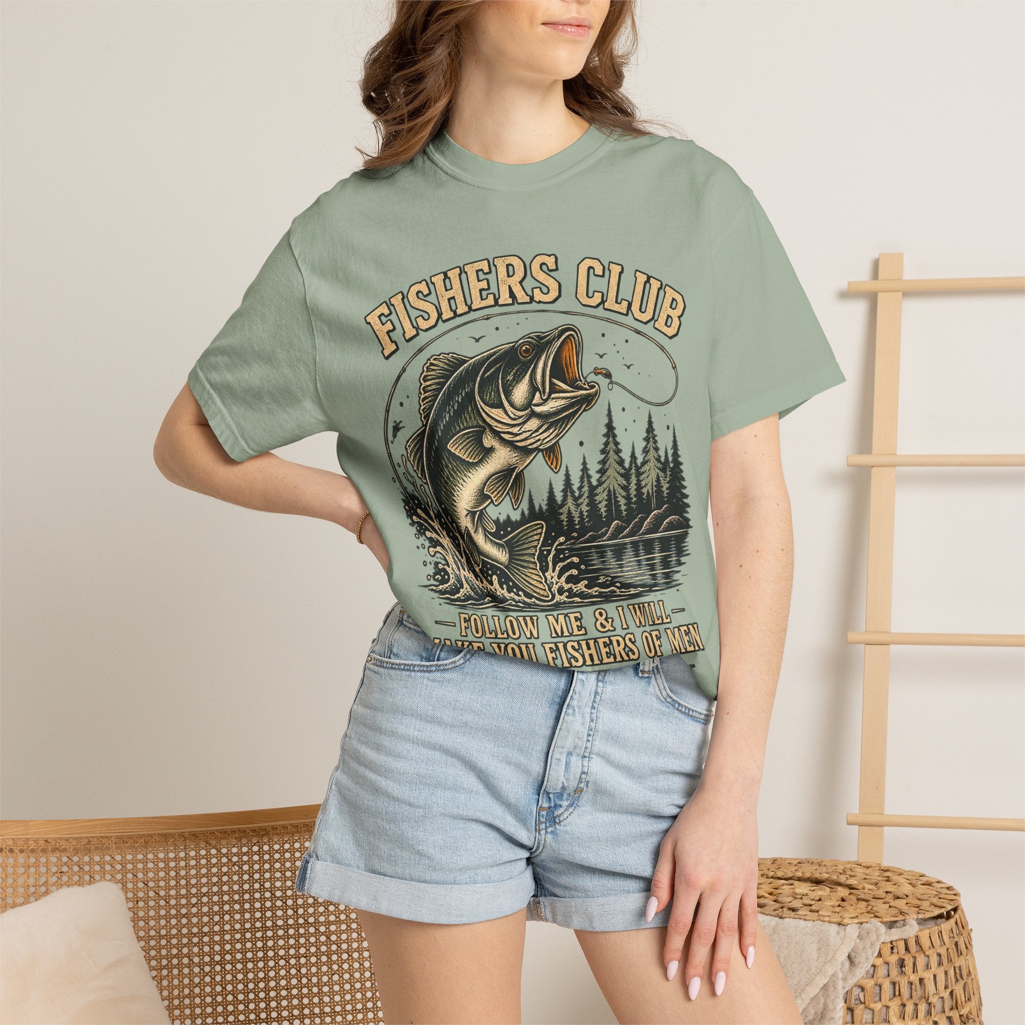 Fishers Club T-Shirt — “Follow Me & I Will Make You Fishers of Men” Christian Fishing Tee