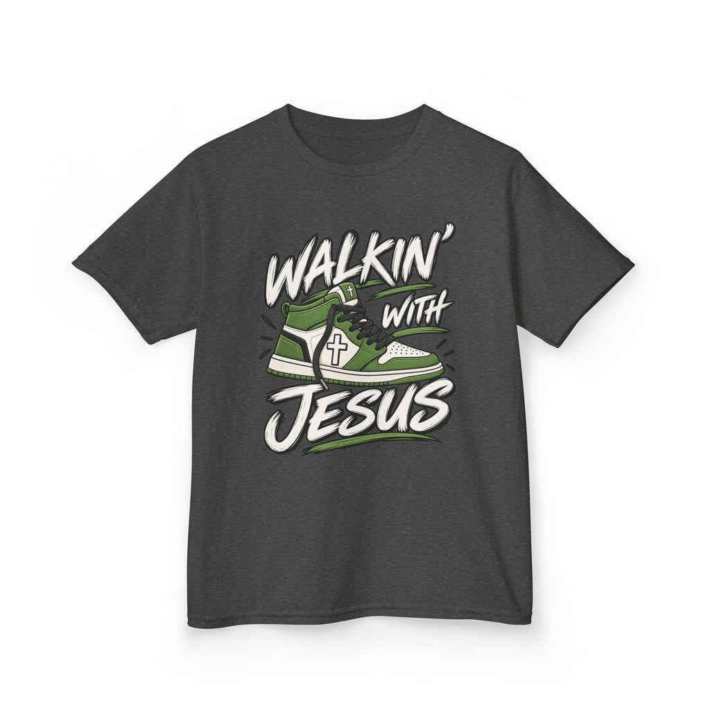 "Walkin' with Jesus" Green Sneaker- Kids T-shirt