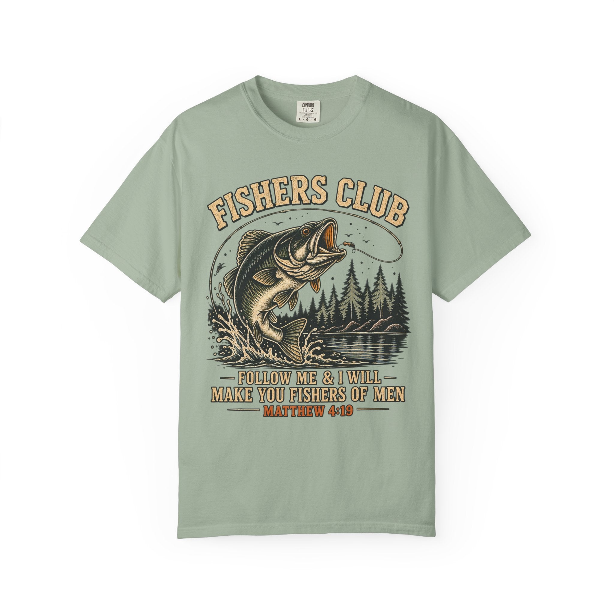 Fishers Club T-Shirt — “Follow Me & I Will Make You Fishers of Men” Christian Fishing Tee
