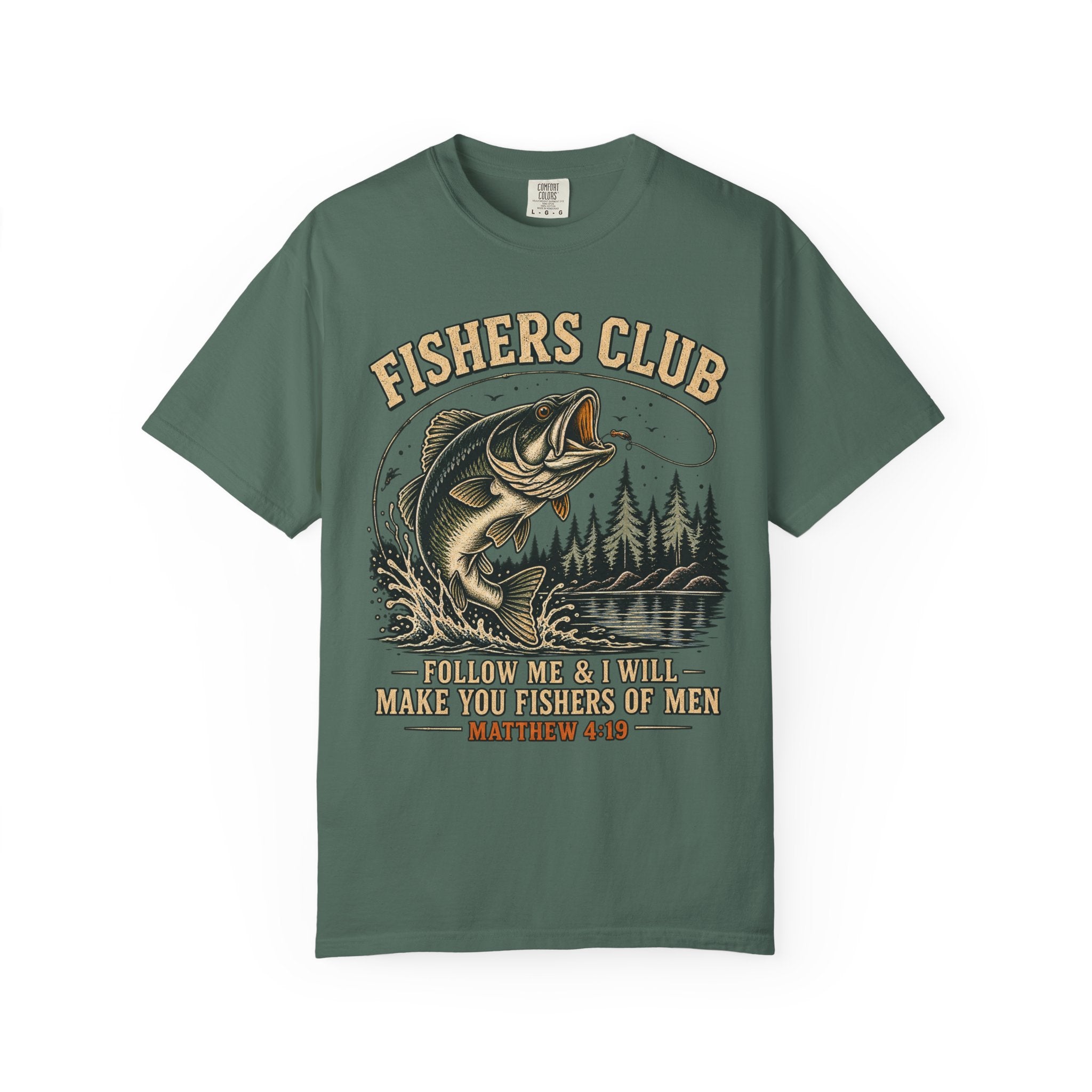 Fishers Club T-Shirt — “Follow Me & I Will Make You Fishers of Men” Christian Fishing Tee