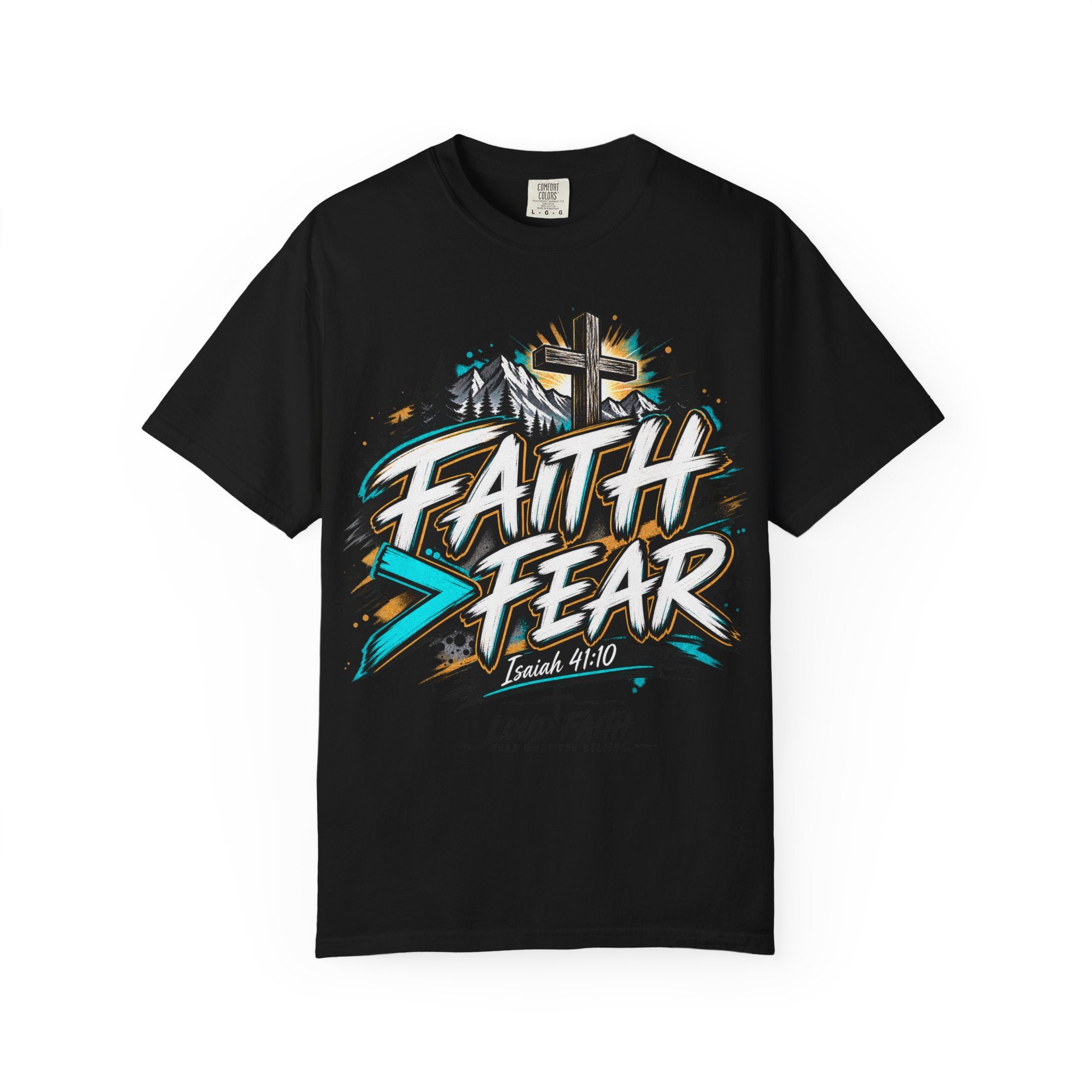 "Faith Over Fear" Adult T-Shirt – Christian Cross Graphic