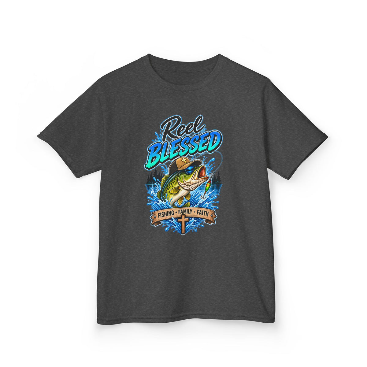 "Reel Blessed" Fishing Faith Kids Graphic Tee