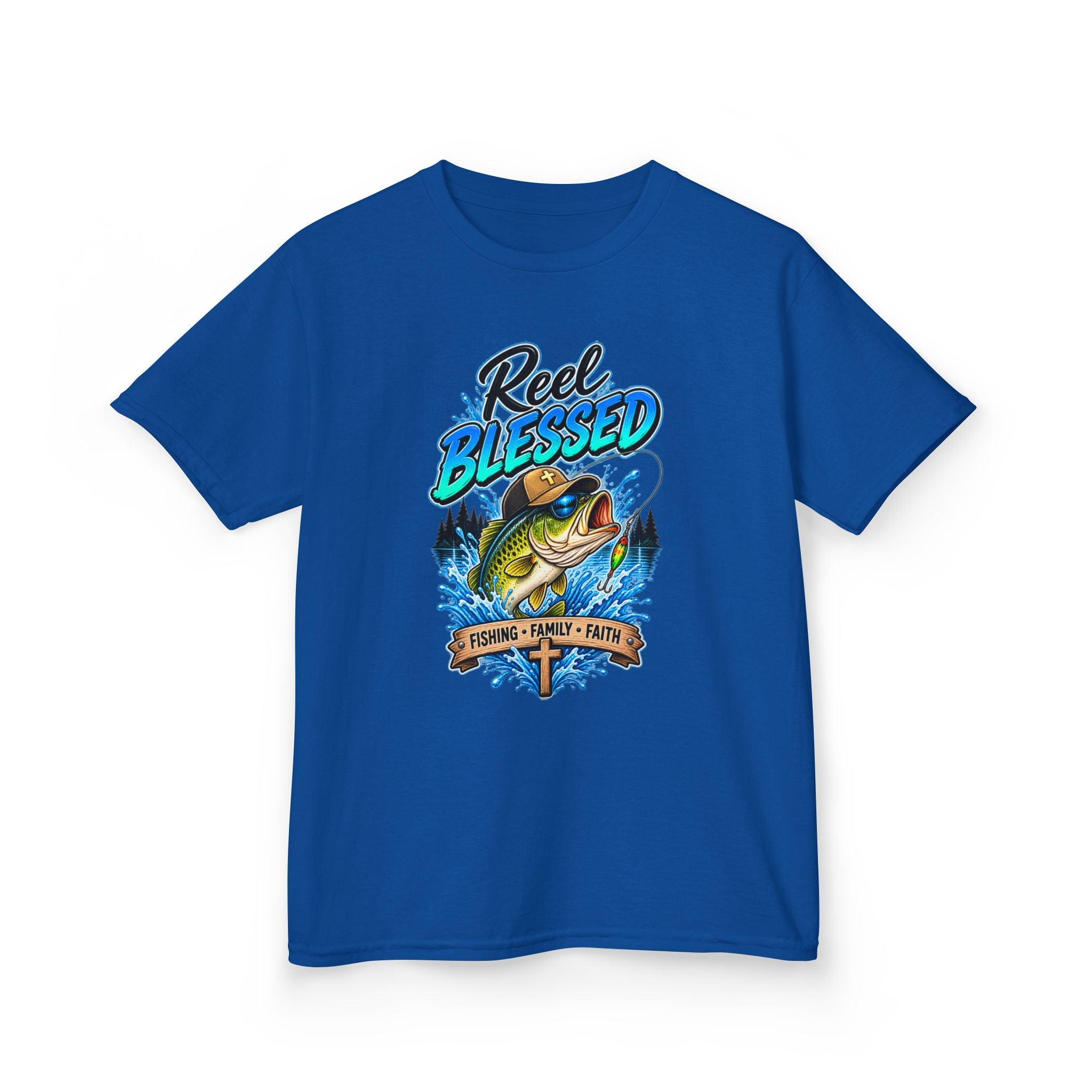 "Reel Blessed" Fishing Faith Kids Graphic Tee