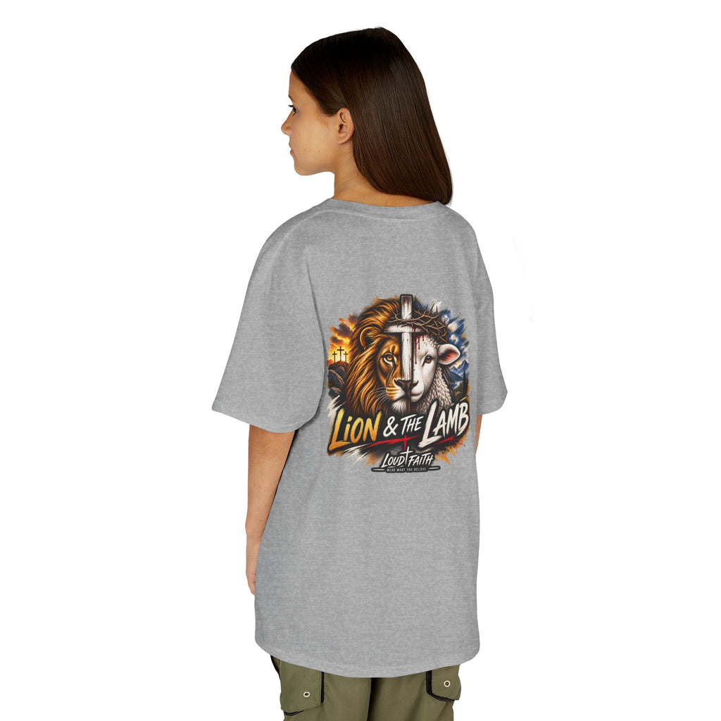 "Lion & the Lamb"- Unisex Kids T-Shirt Graphic Tee (Christian Youth)