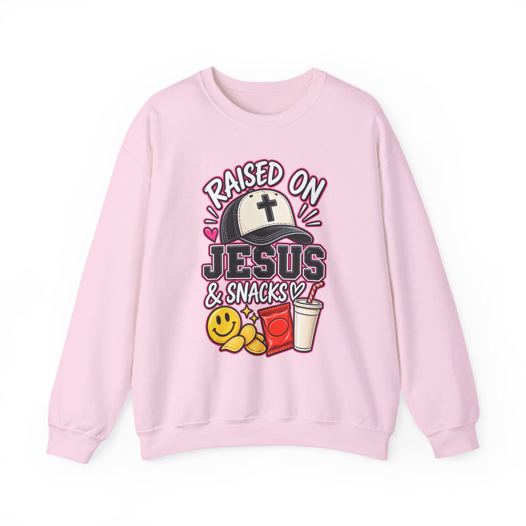Raised on Jesus & Snacks -Adult Crewneck Sweatshirt