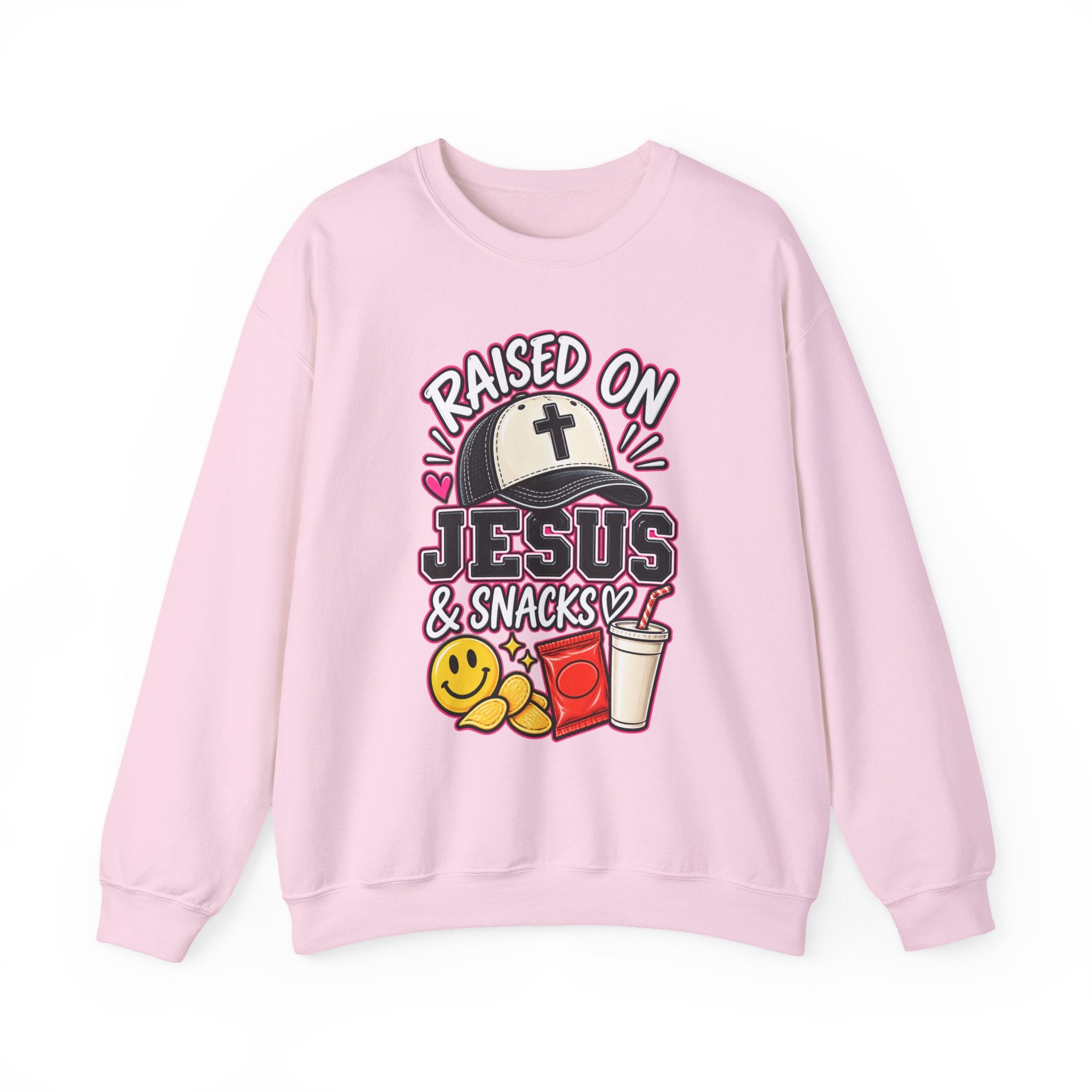 Raised on Jesus & Snacks -Adult Crewneck Sweatshirt