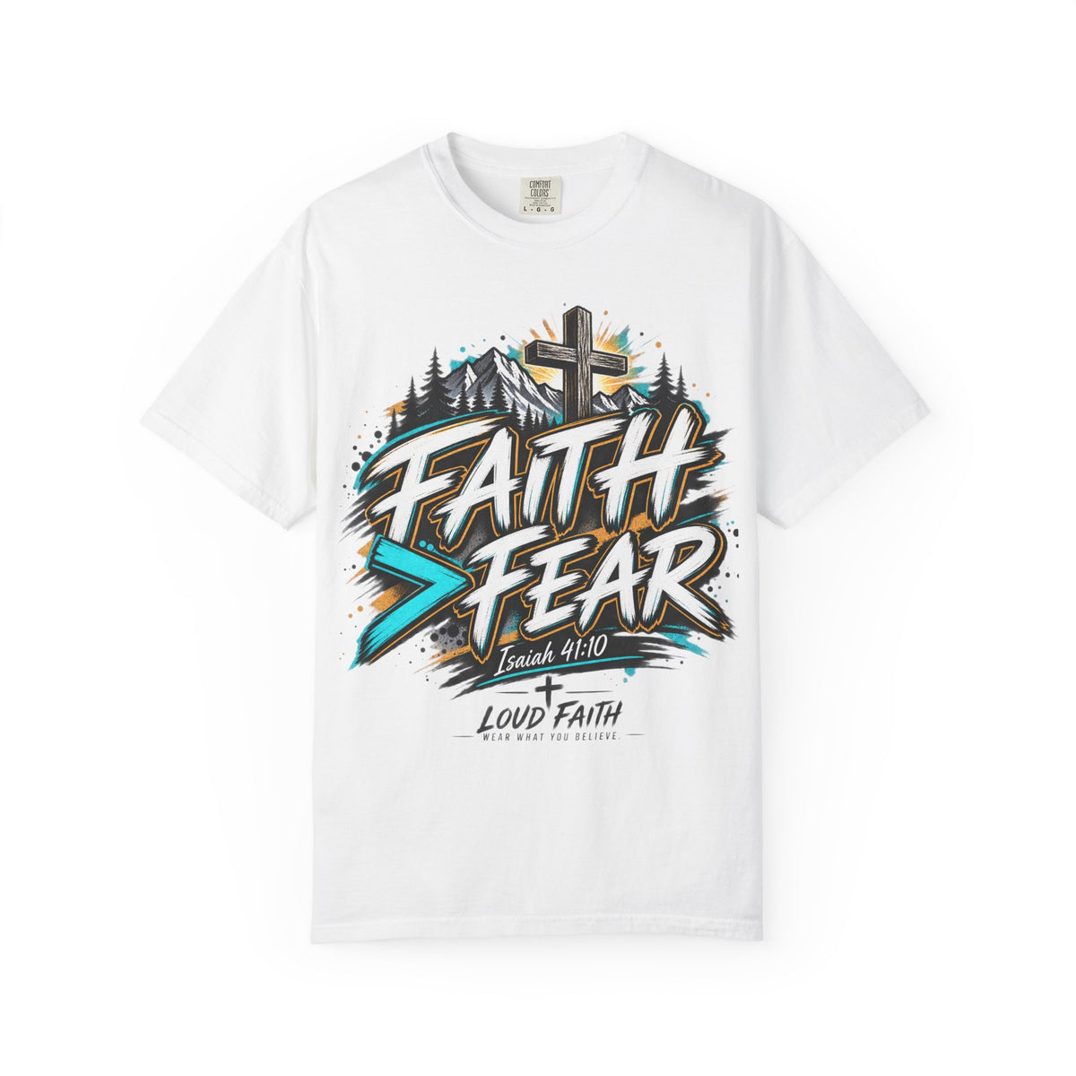 "Faith Over Fear" Adult T-Shirt – Christian Cross Graphic