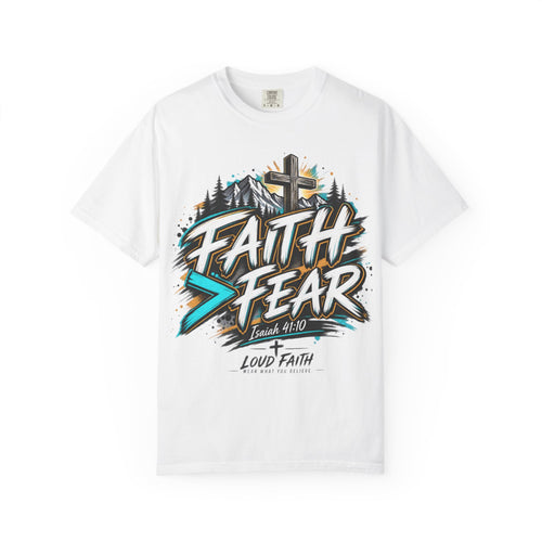 "Faith Over Fear" Adult T-Shirt – Christian Cross Graphic