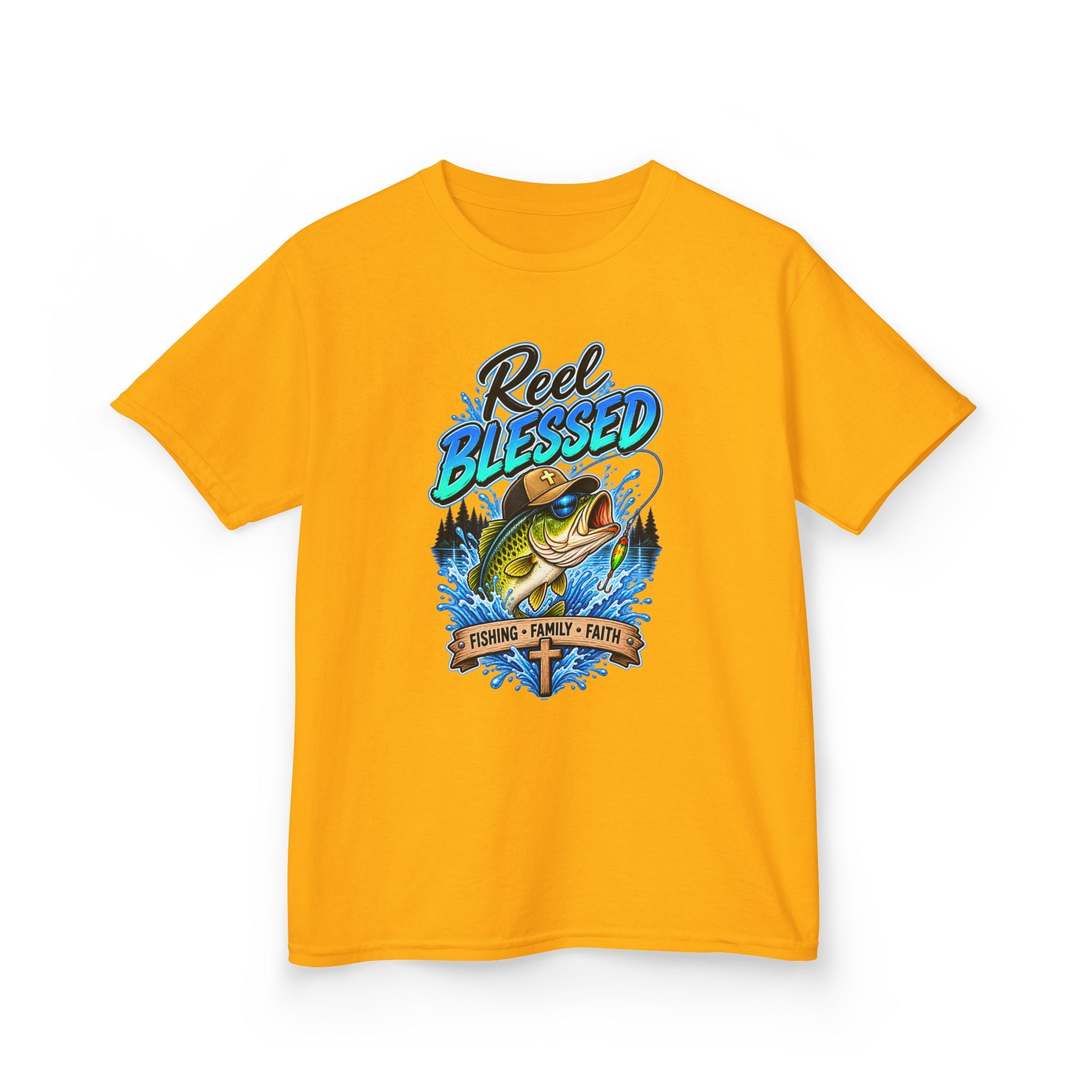 "Reel Blessed" Fishing Faith Kids Graphic Tee