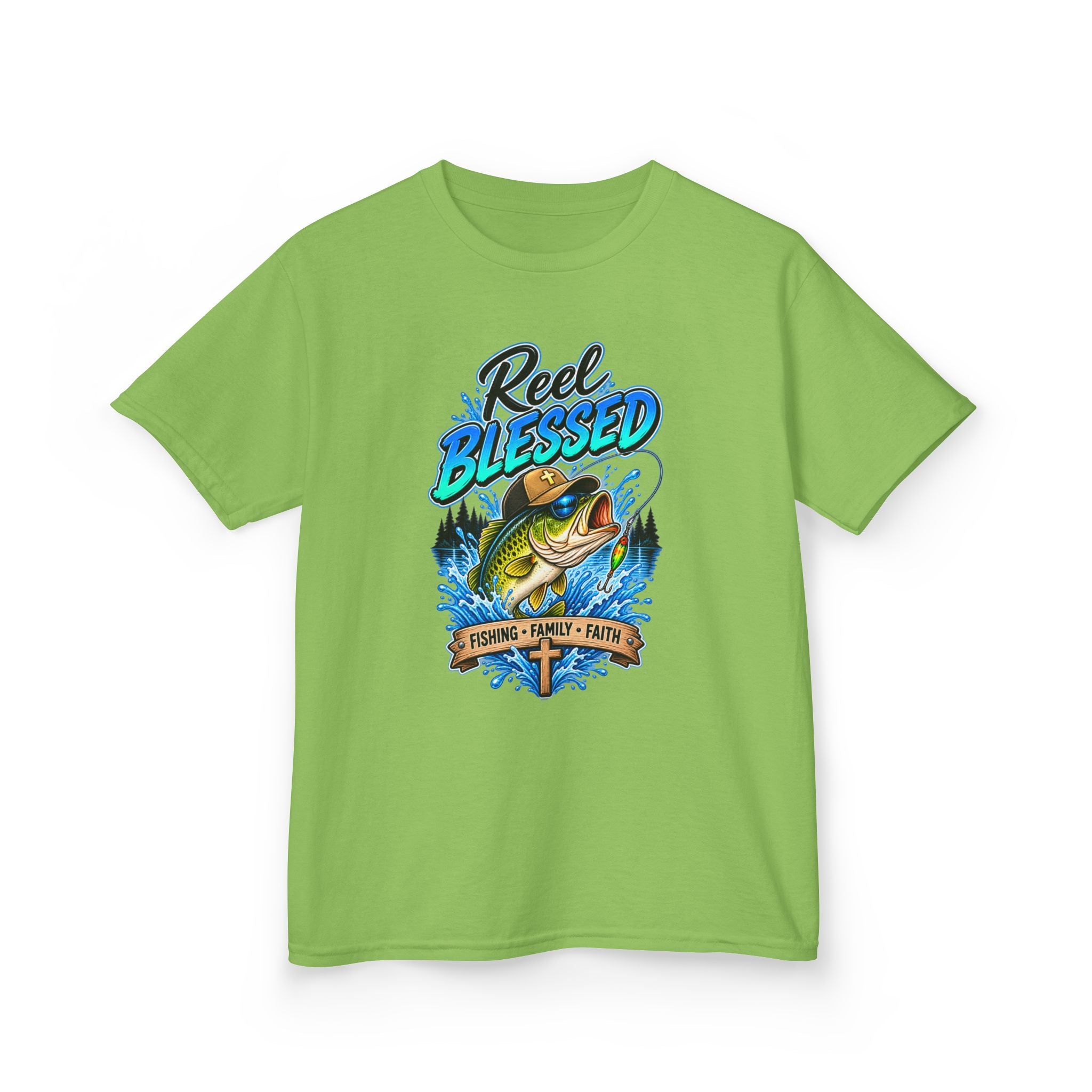 "Reel Blessed" Fishing Faith Kids Graphic Tee