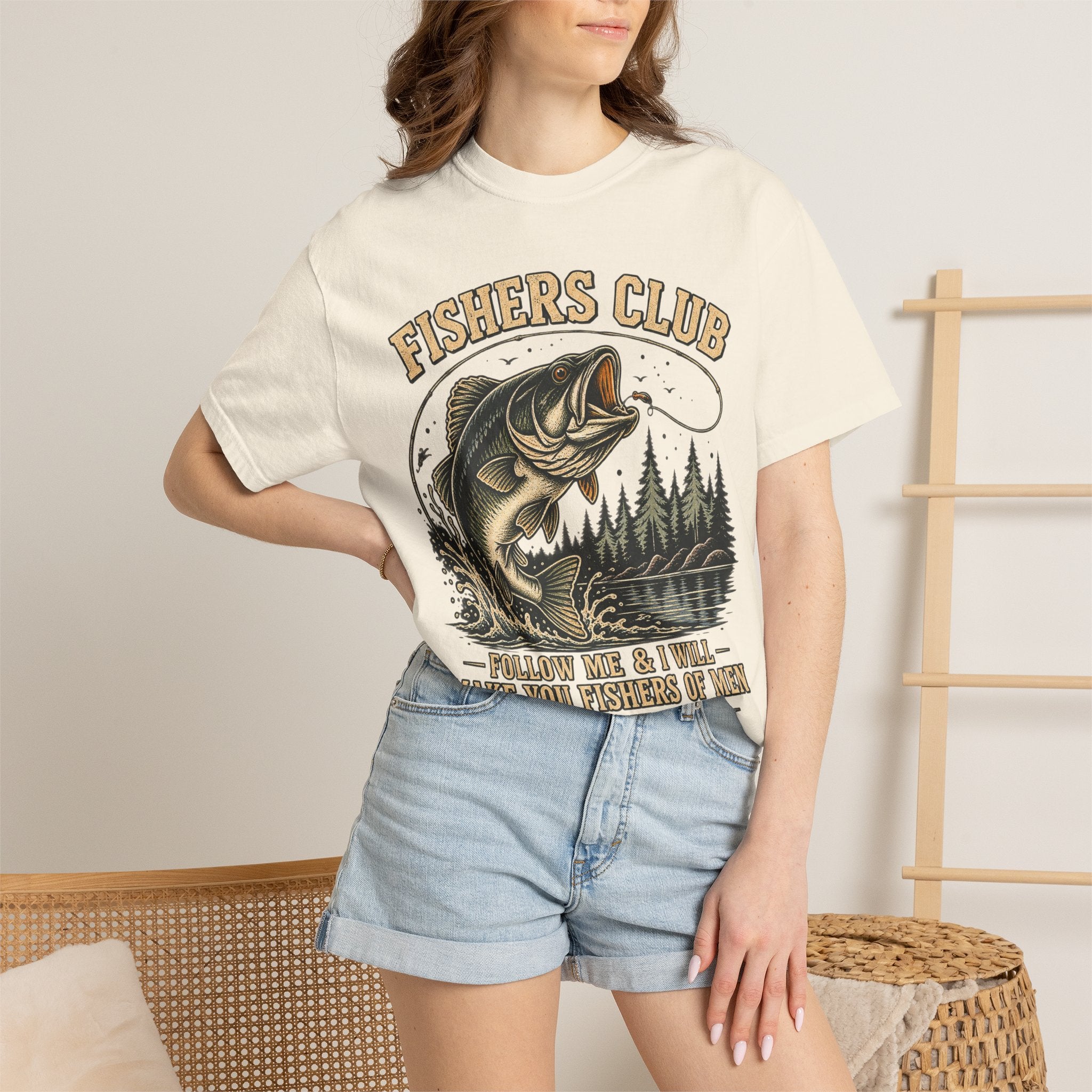Fishers Club T-Shirt — “Follow Me & I Will Make You Fishers of Men” Christian Fishing Tee