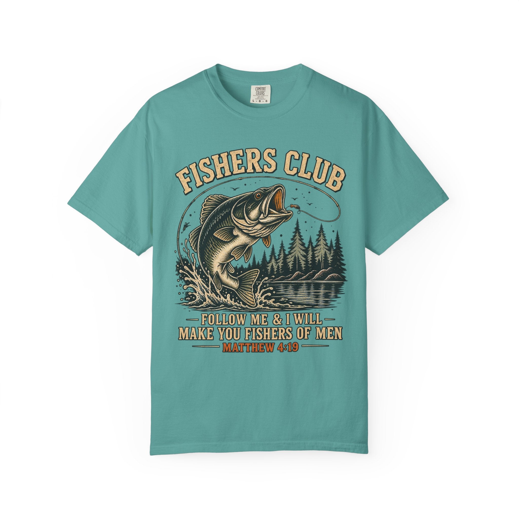Fishers Club T-Shirt — “Follow Me & I Will Make You Fishers of Men” Christian Fishing Tee