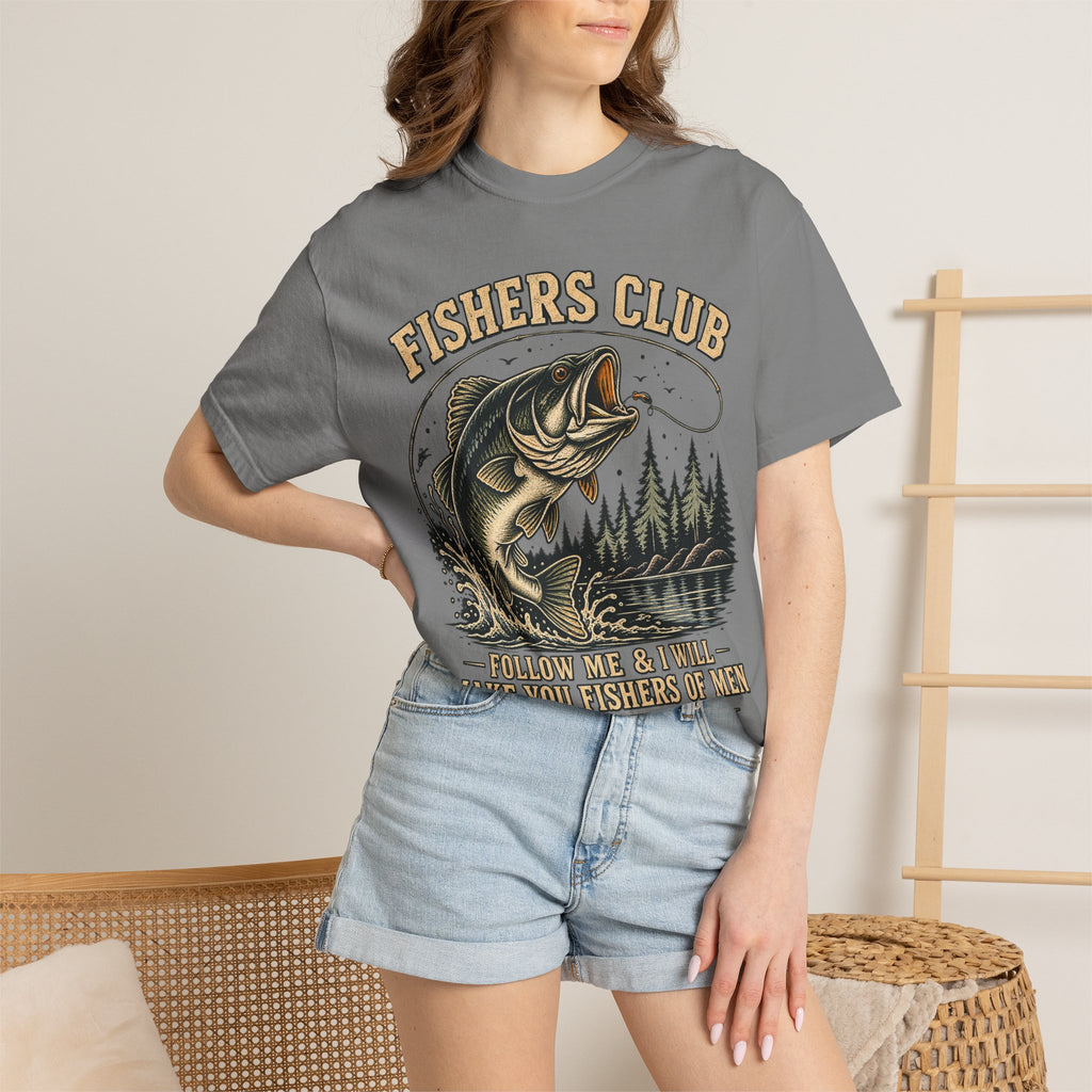 Fishers Club T-Shirt — “Follow Me & I Will Make You Fishers of Men” Christian Fishing Tee