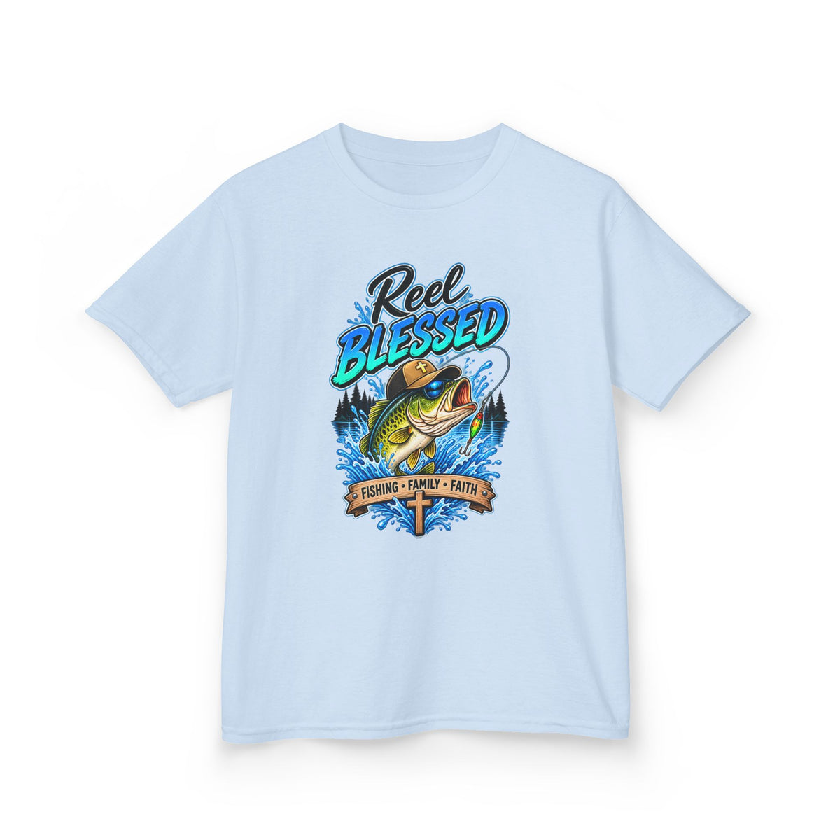 "Reel Blessed" Fishing Faith Kids Graphic Tee