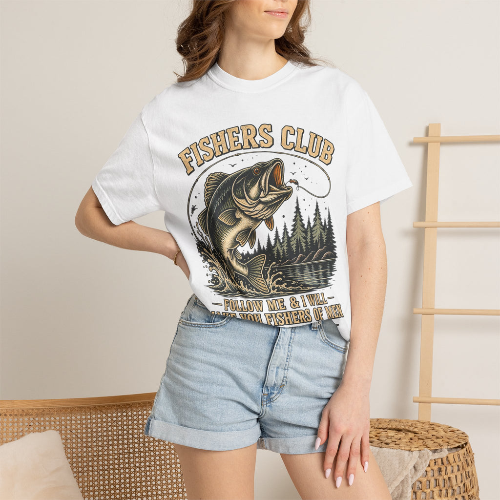 Fishers Club T-Shirt — “Follow Me & I Will Make You Fishers of Men” Christian Fishing Tee