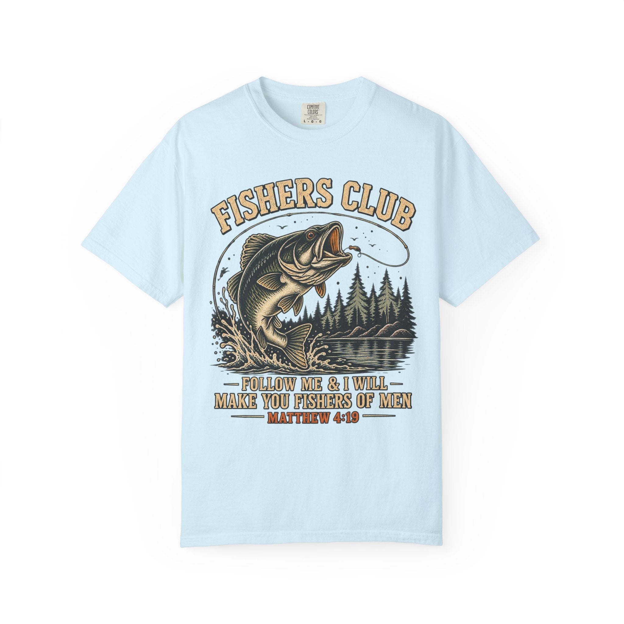 Fishers Club T-Shirt — “Follow Me & I Will Make You Fishers of Men” Christian Fishing Tee