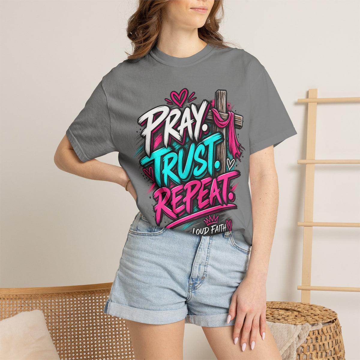 "Pray, Trust, Repeat"- Adult  T-shirt