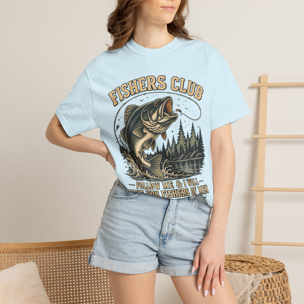 Fishers Club T-Shirt — “Follow Me & I Will Make You Fishers of Men” Christian Fishing Tee
