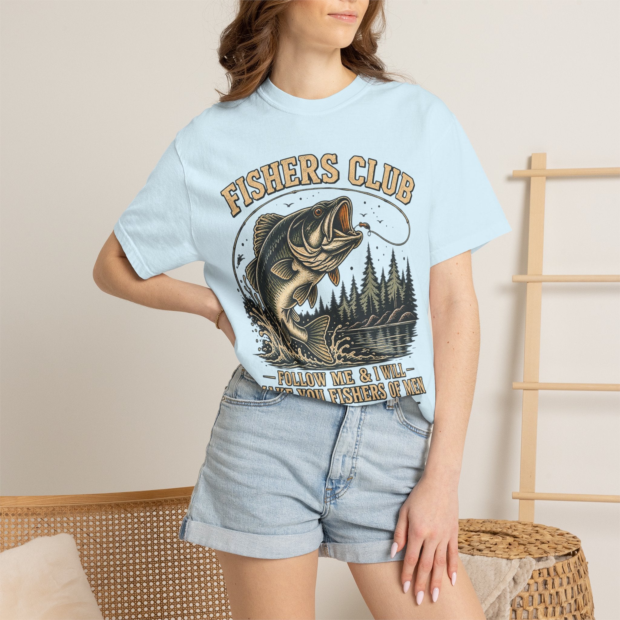 Fishers Club T-Shirt — “Follow Me & I Will Make You Fishers of Men” Christian Fishing Tee