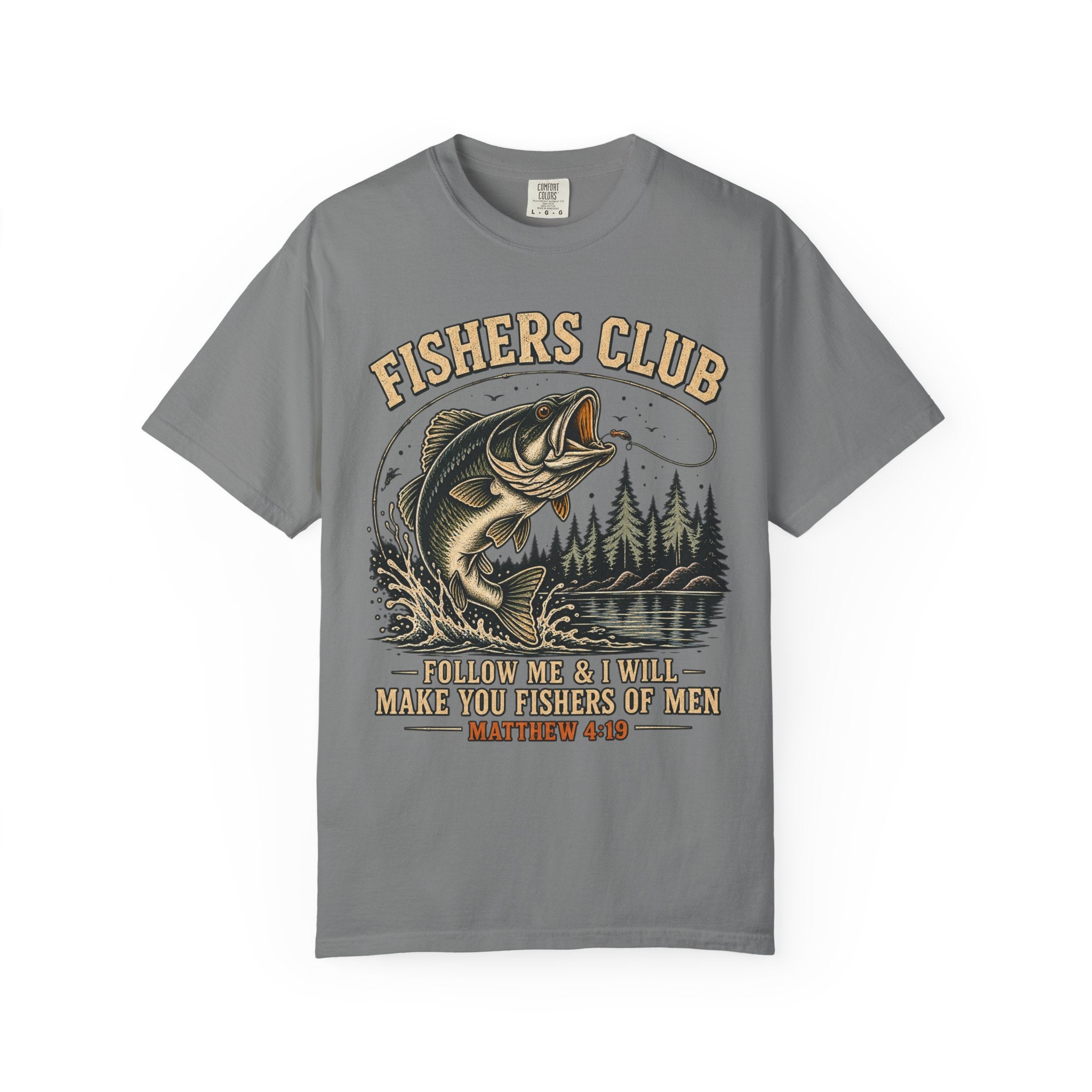 Fishers Club T-Shirt — “Follow Me & I Will Make You Fishers of Men” Christian Fishing Tee