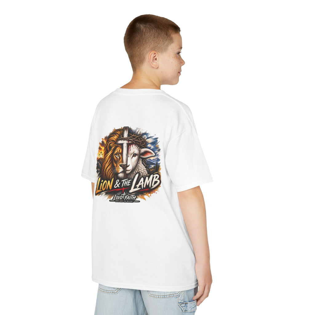 "Lion & the Lamb"- Unisex Kids T-Shirt Graphic Tee (Christian Youth)