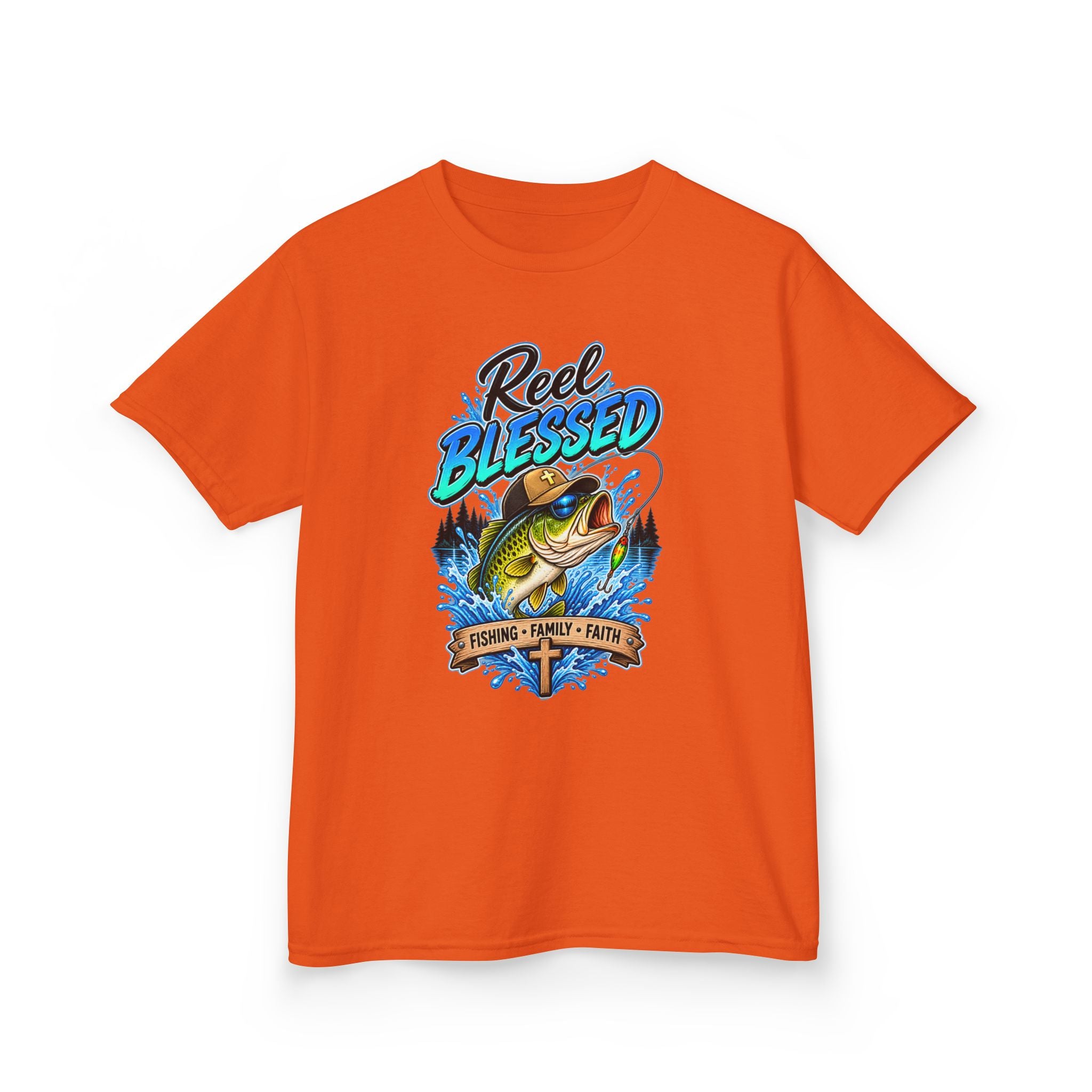"Reel Blessed" Fishing Faith Kids Graphic Tee