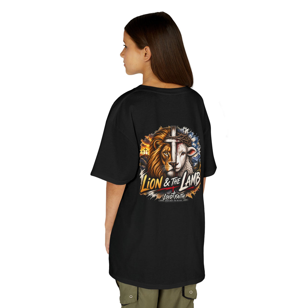 "Lion & the Lamb"- Unisex Kids T-Shirt Graphic Tee (Christian Youth)