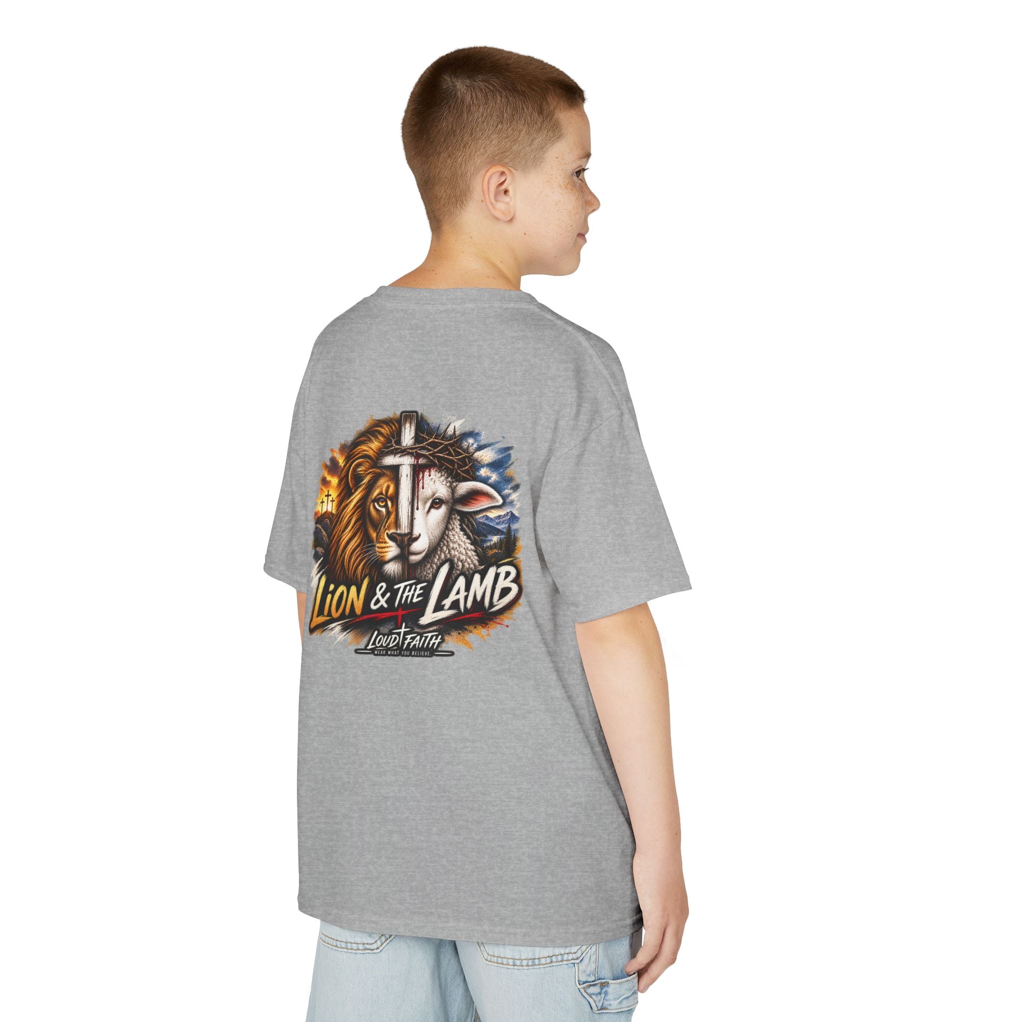 "Lion & the Lamb"- Unisex Kids T-Shirt Graphic Tee (Christian Youth)