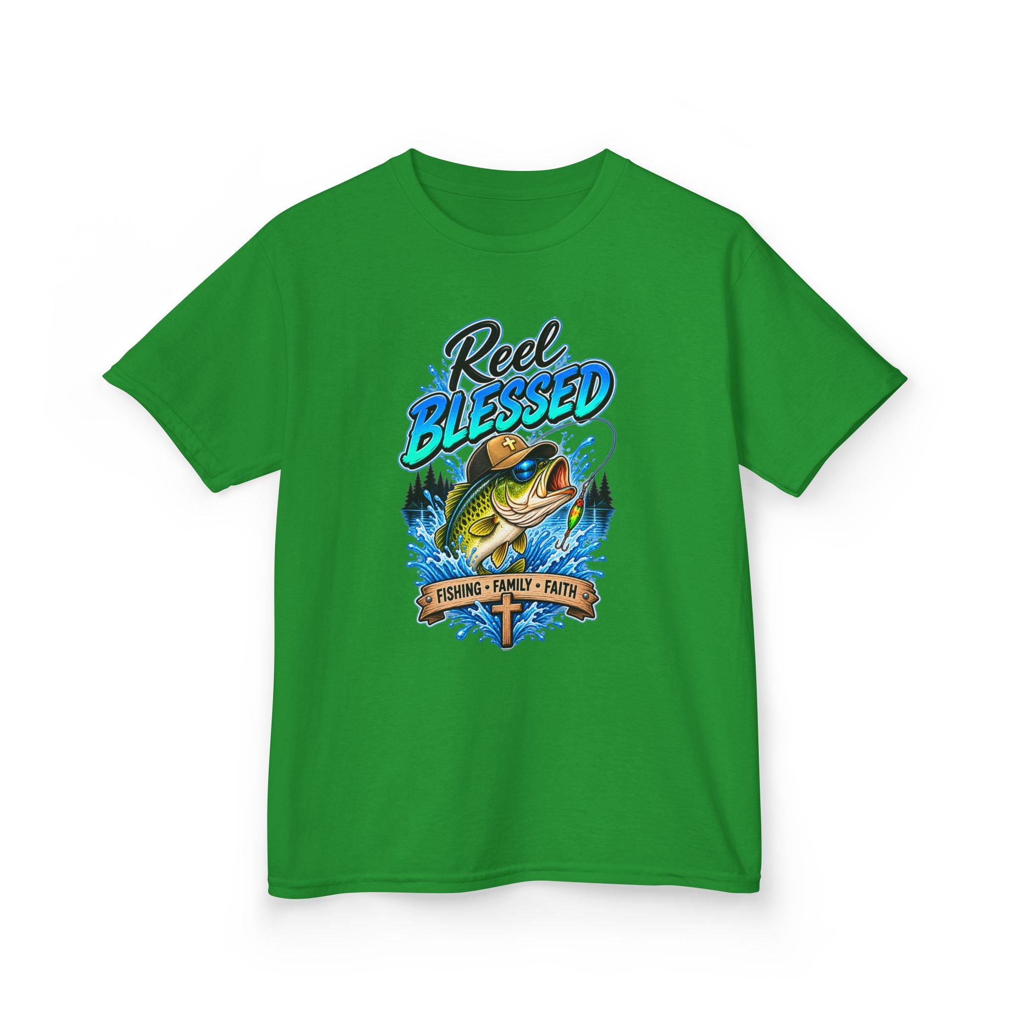 "Reel Blessed" Fishing Faith Kids Graphic Tee