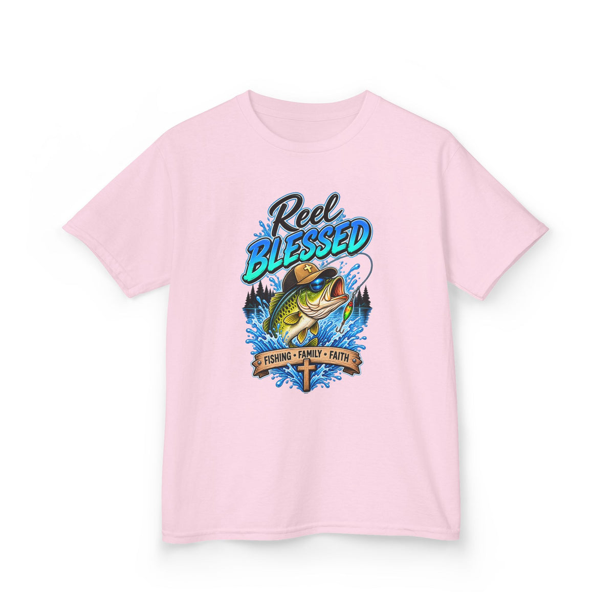 "Reel Blessed" Fishing Faith Kids Graphic Tee