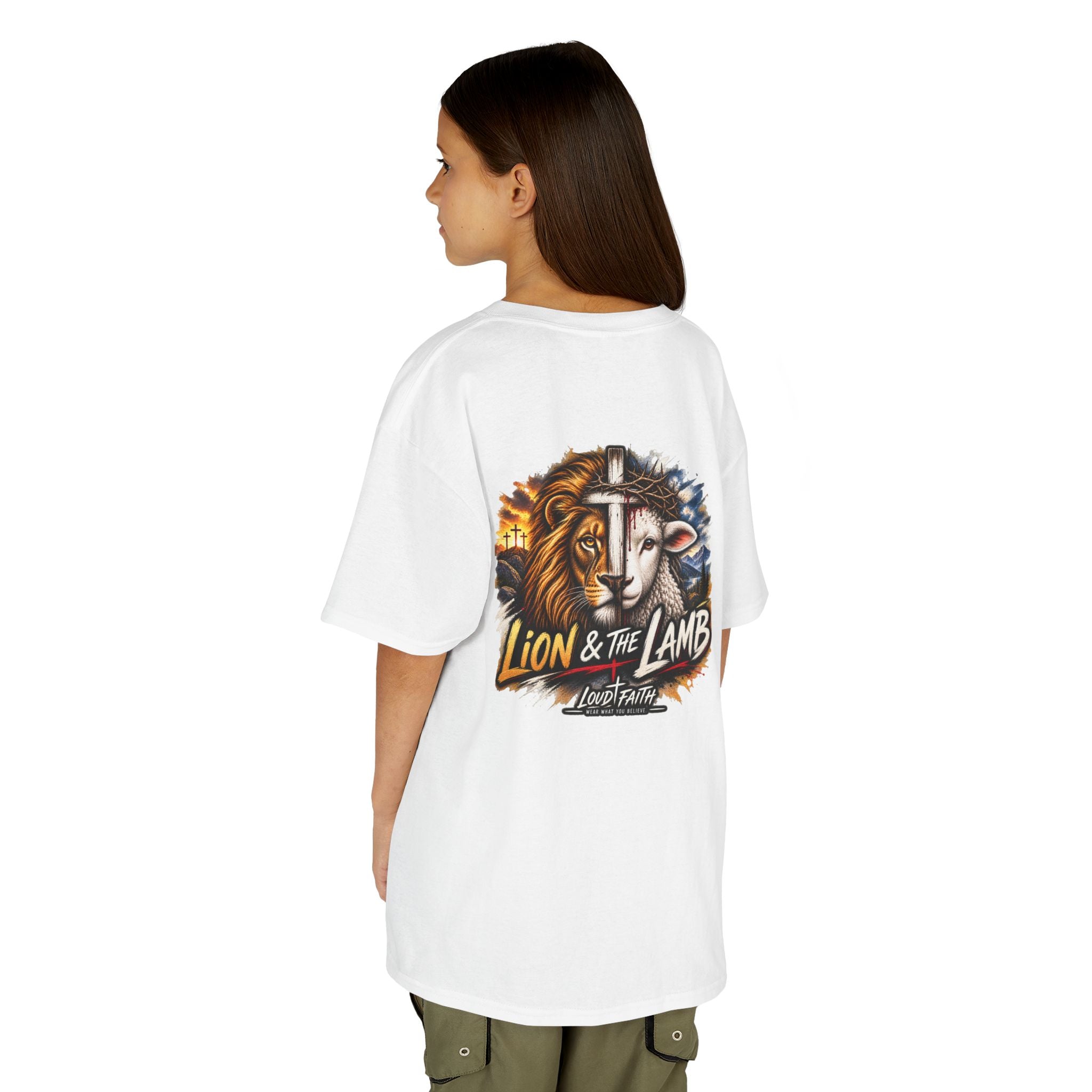 "Lion & the Lamb"- Unisex Kids T-Shirt Graphic Tee (Christian Youth)
