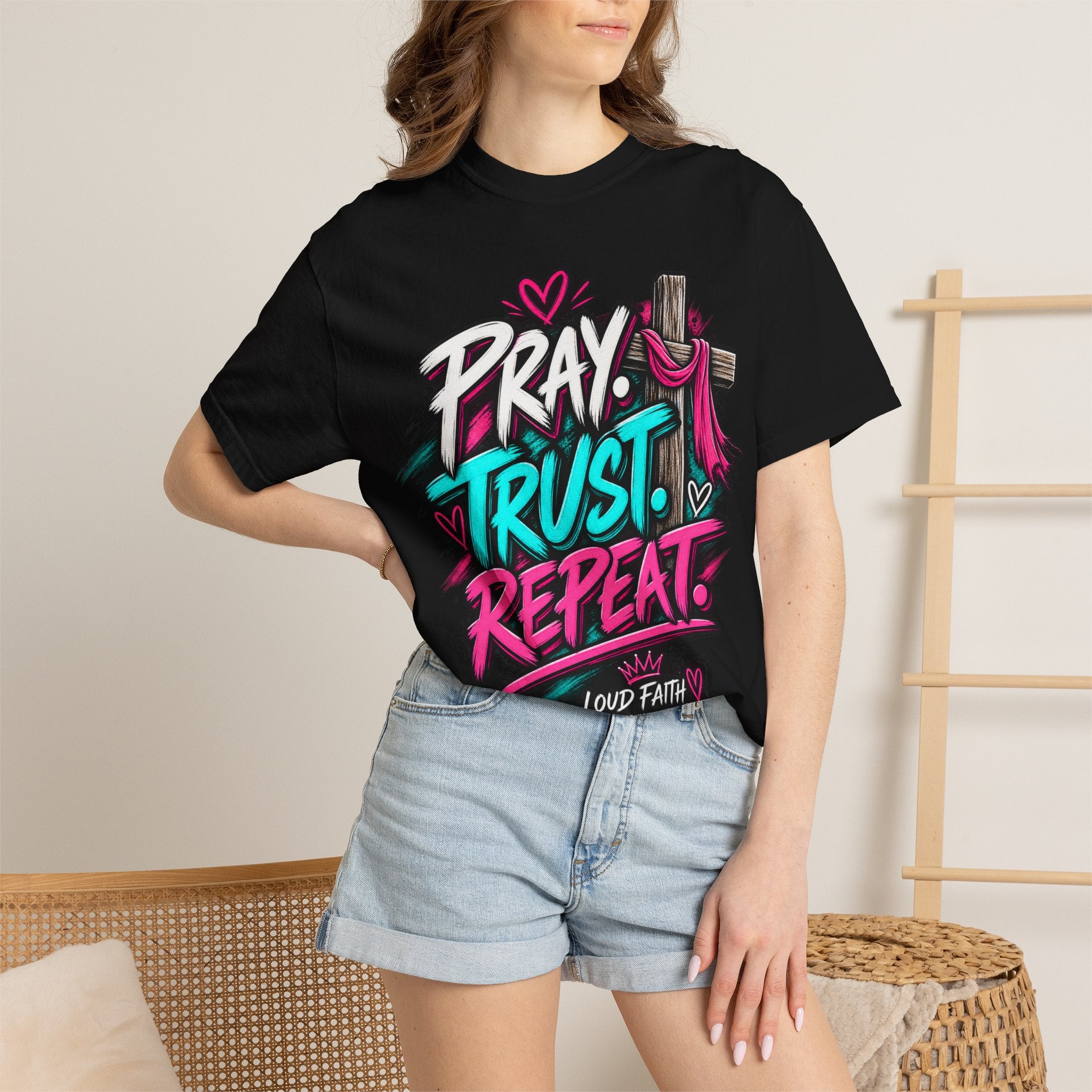 "Pray, Trust, Repeat"- Adult  T-shirt