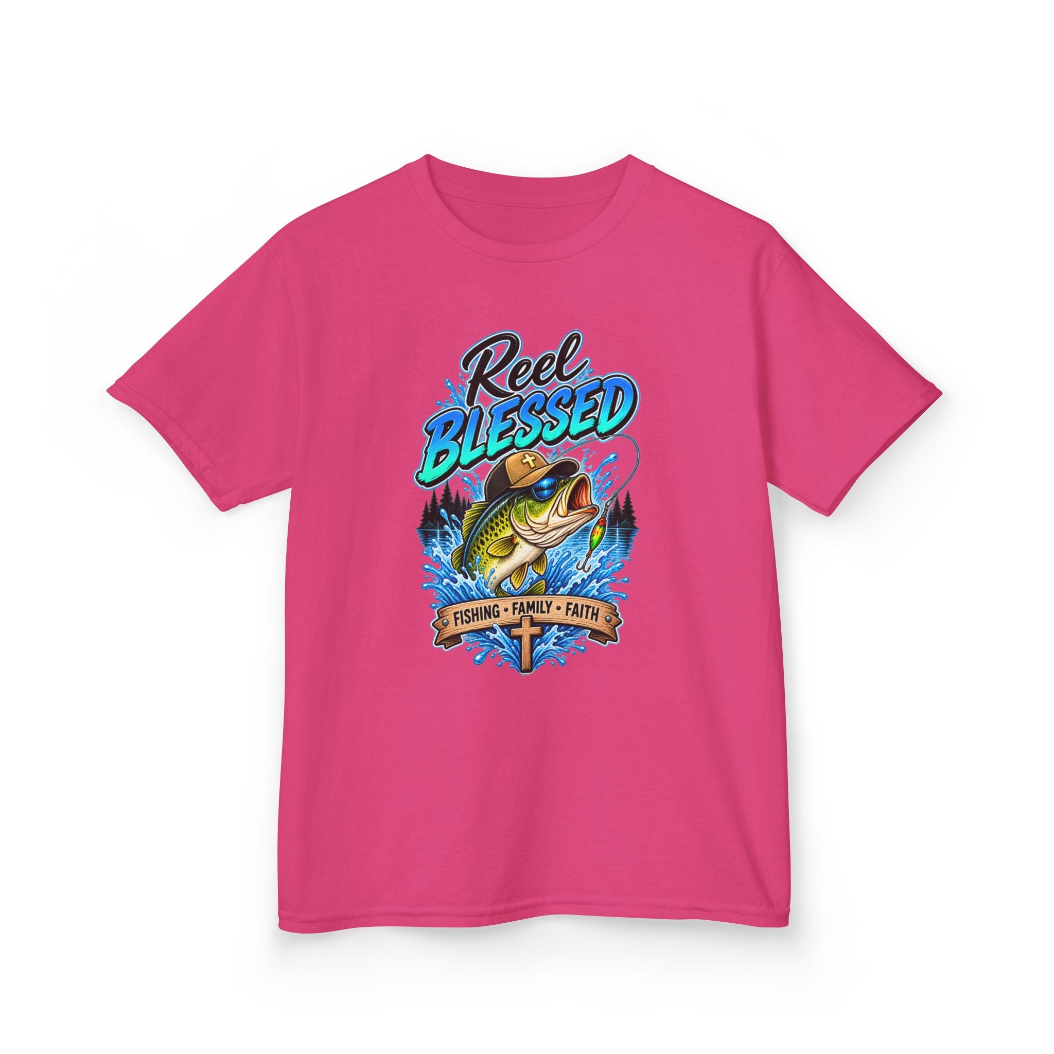 "Reel Blessed" Fishing Faith Kids Graphic Tee