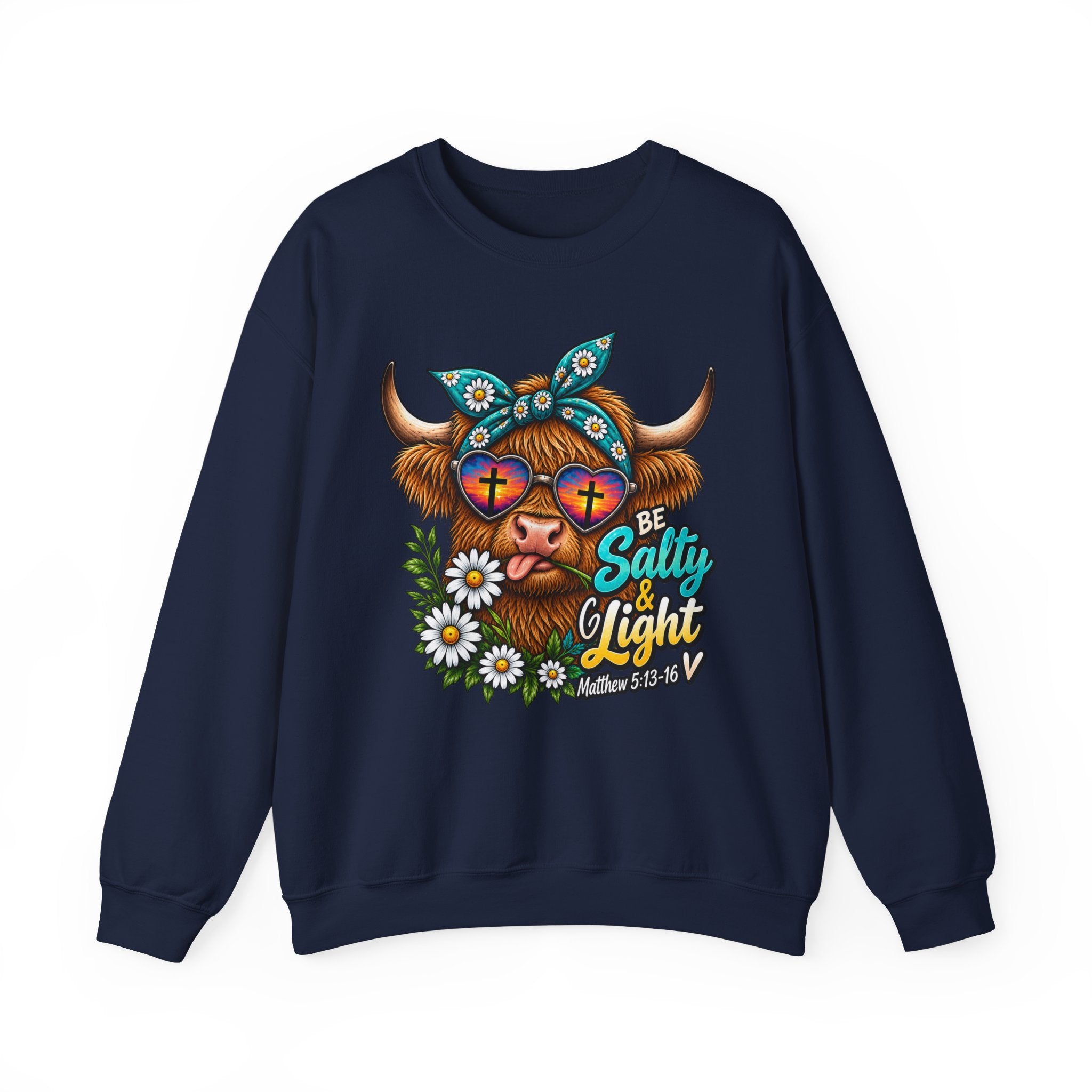 "Be Salty & Light" Floral Highland Cow Design