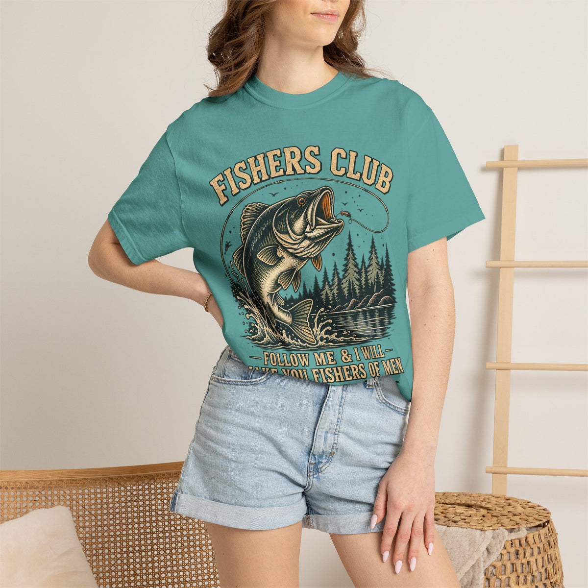 Fishers Club T-Shirt — “Follow Me & I Will Make You Fishers of Men” Christian Fishing Tee