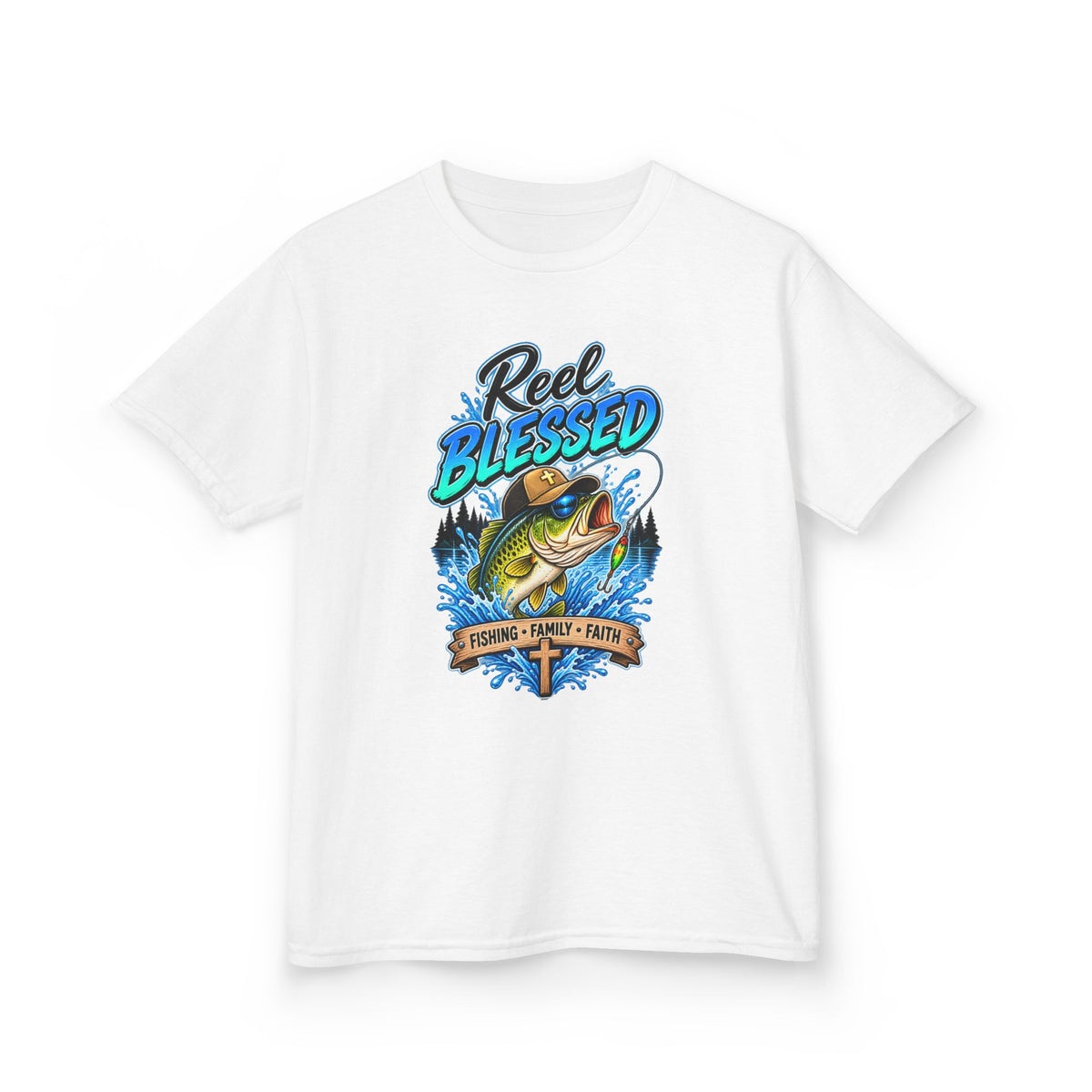"Reel Blessed" Fishing Faith Kids Graphic Tee