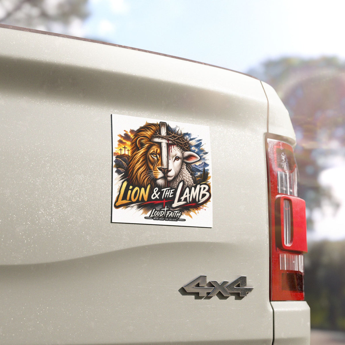 "Lion & The Lamb" Christian Car Magnet