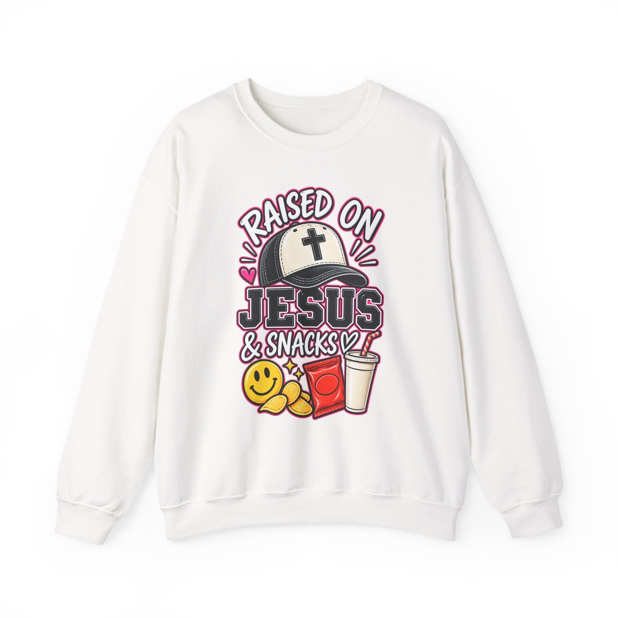 Raised on Jesus & Snacks -Adult Crewneck Sweatshirt
