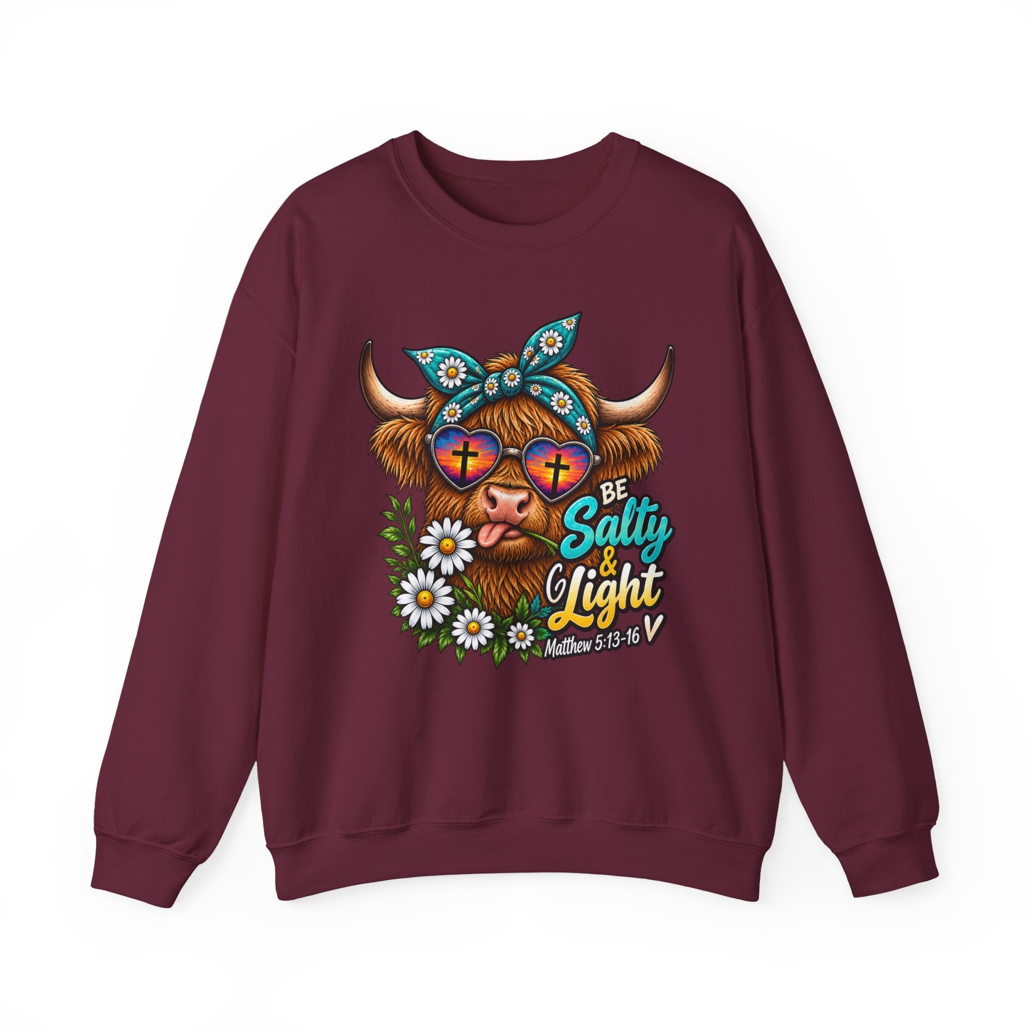 "Be Salty & Light" Floral Highland Cow Design