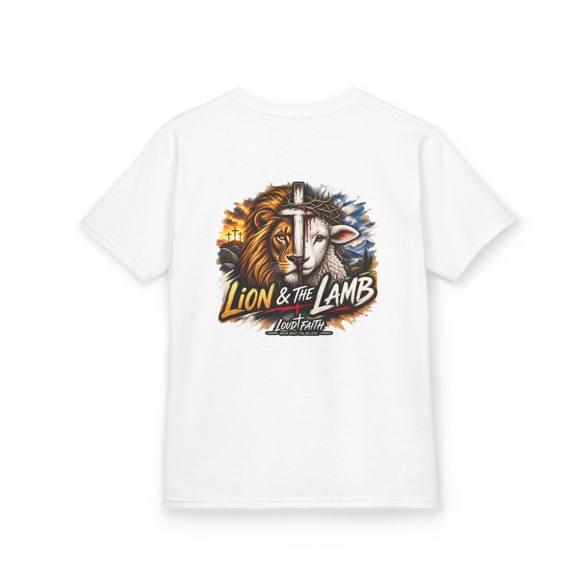 "Lion & the Lamb"- Unisex Kids T-Shirt Graphic Tee (Christian Youth)