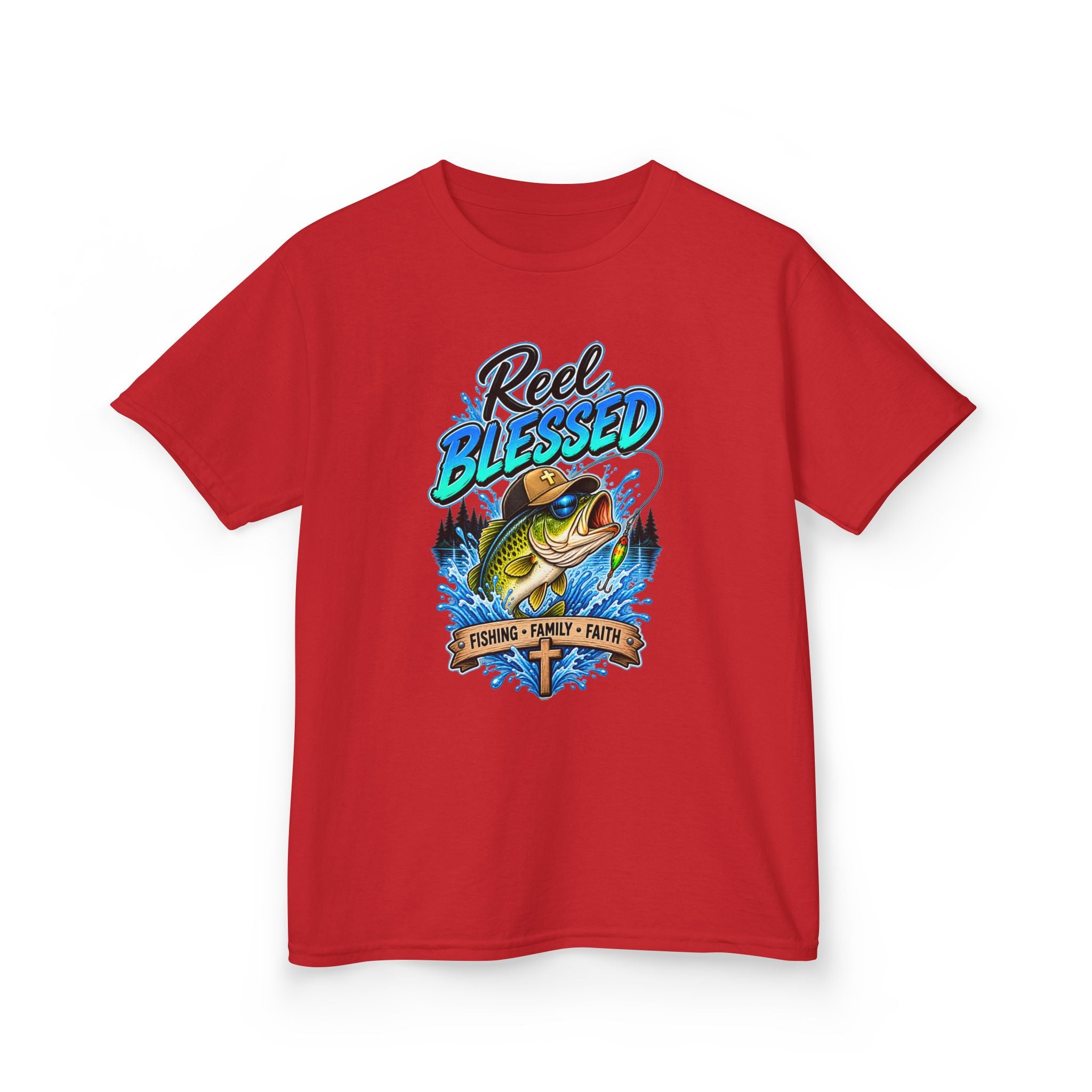 "Reel Blessed" Fishing Faith Kids Graphic Tee