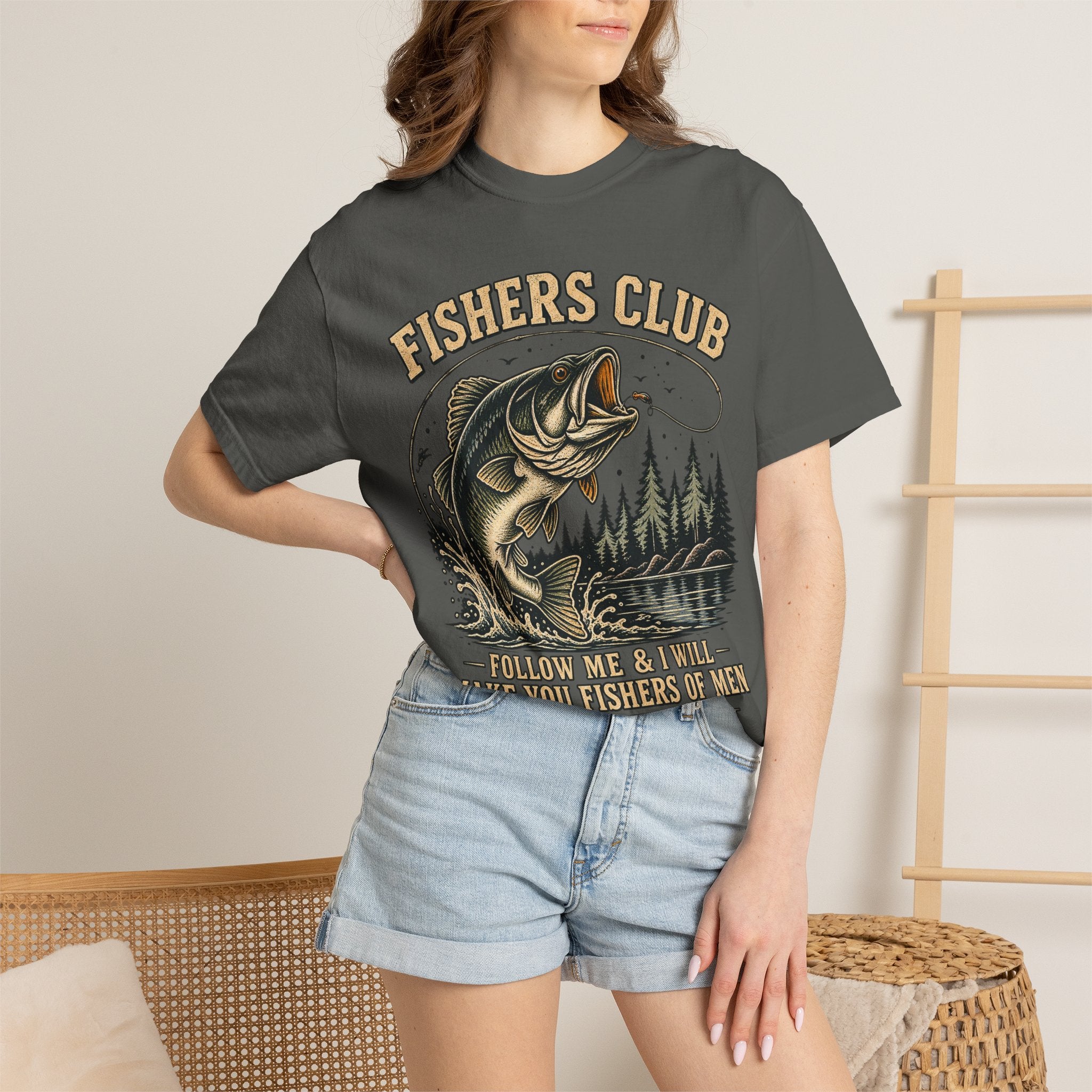 Fishers Club T-Shirt — “Follow Me & I Will Make You Fishers of Men” Christian Fishing Tee