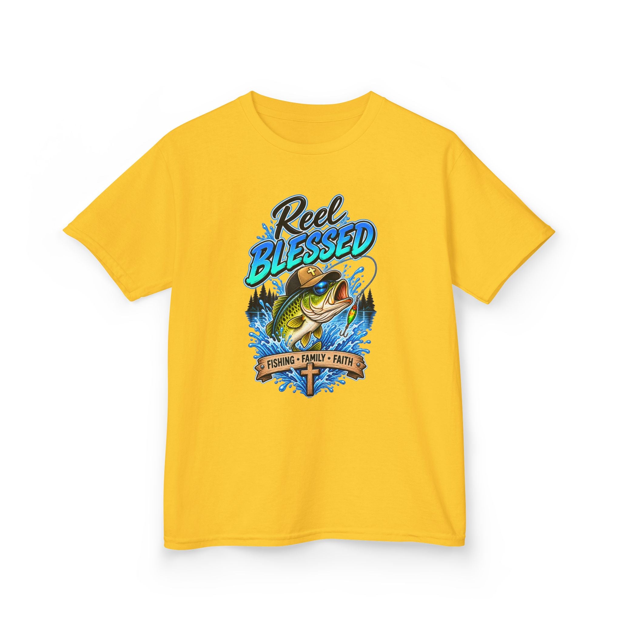 "Reel Blessed" Fishing Faith Kids Graphic Tee
