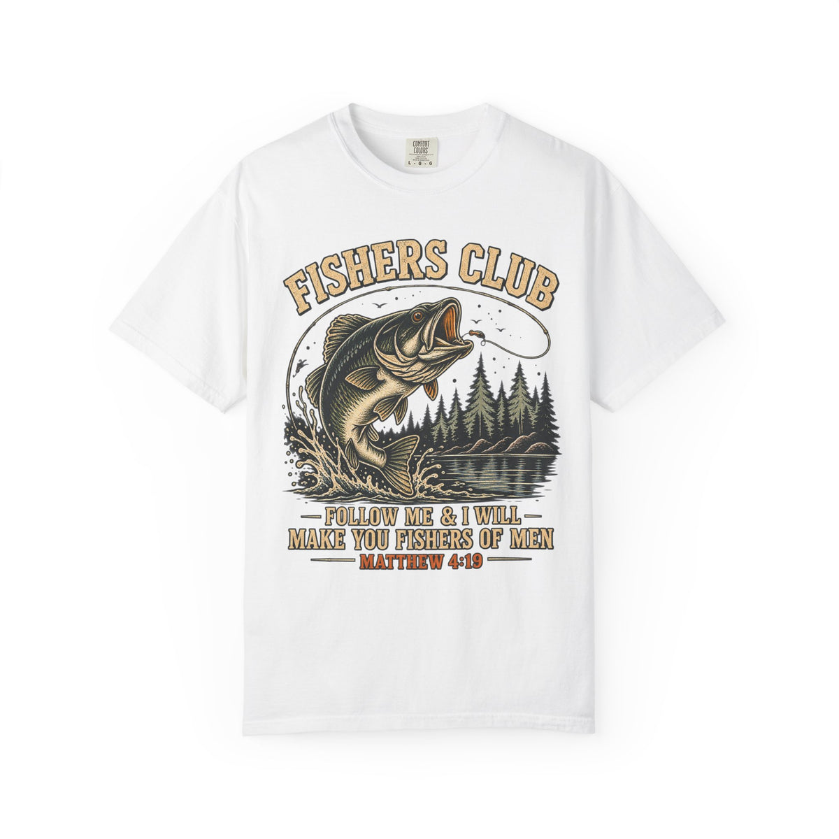 Fishers Club T-Shirt — “Follow Me & I Will Make You Fishers of Men” Christian Fishing Tee